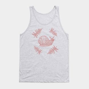 Snail with ferns (red) Tank Top